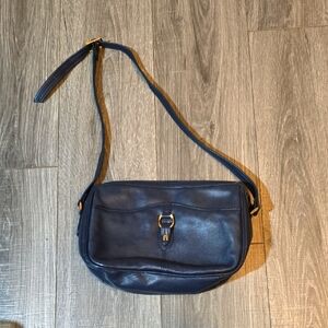 Navy  Genuine Leather Shoulder Bag.